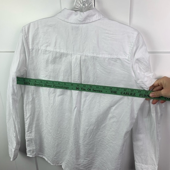 NWT J Crew Factory SMALL Linen blend button up shirt WHITE Long Sleeve - Picture 8 of 8